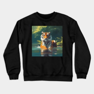 Royal Bengal Tiger in lake Crewneck Sweatshirt